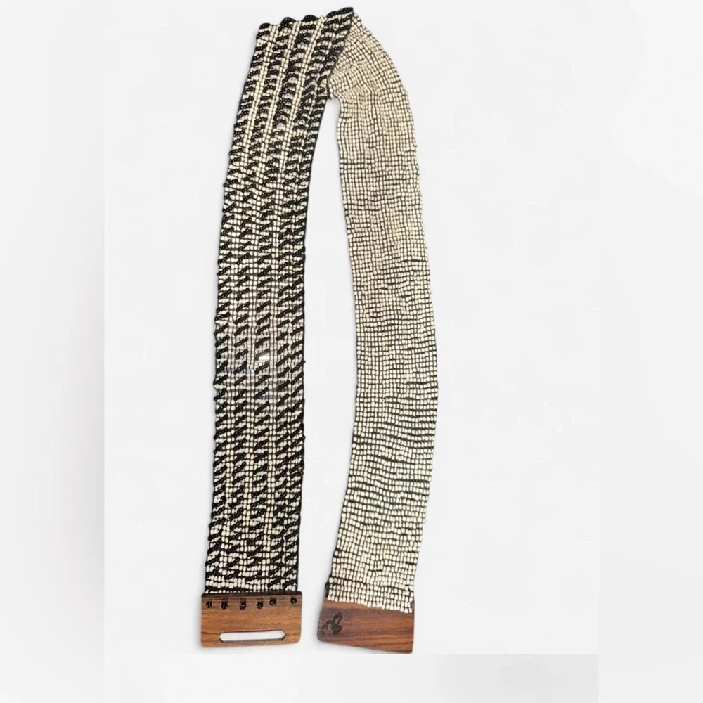 Black and Cream boho beaded belt